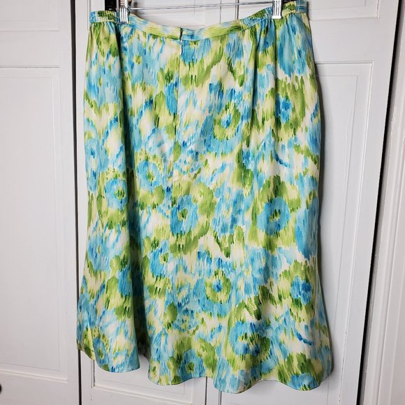 Blue/green watercolor print Silk skirt, 18 - Picture 5 of 7